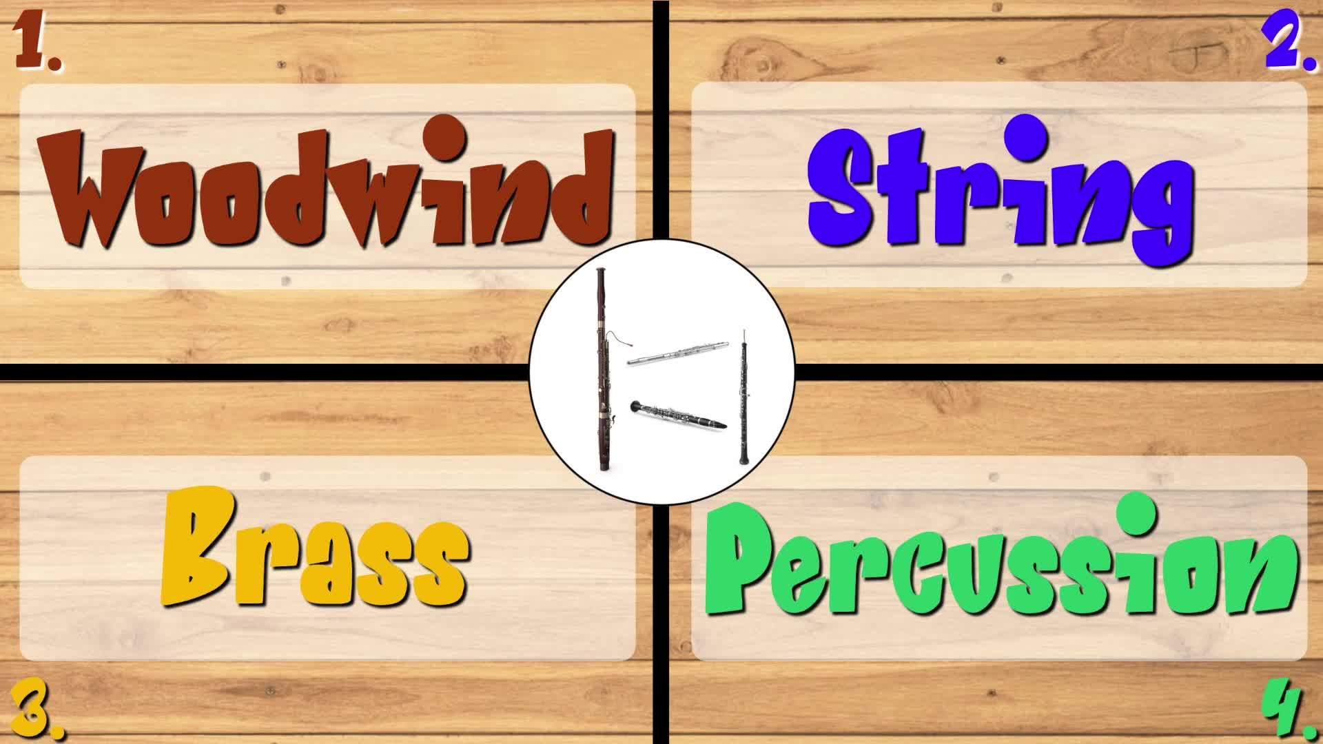 Four Corners Music Game Level One: Instrument Families Game